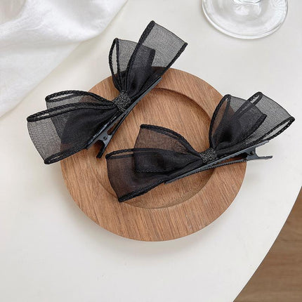 Sweet Mesh Bow Hairpin Hair Accessories Bang Clip Bowknot Hair Clips Girls Party - Aimall
