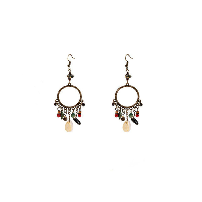 Bohemian Geometric Dreamcatcher Tassel Earrings Stylish Women Fashion Jewelry