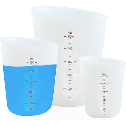3PCS Silicone Measuring Cups 125ml 250ml 500ml Double Scale Baking Milk Cup Set