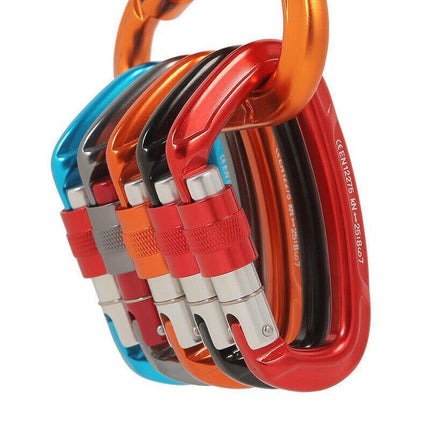 25KN Screwgate Locking Rock Climbing Carabiner Clip Aluminum D Ring Hook Buckle - Aimall