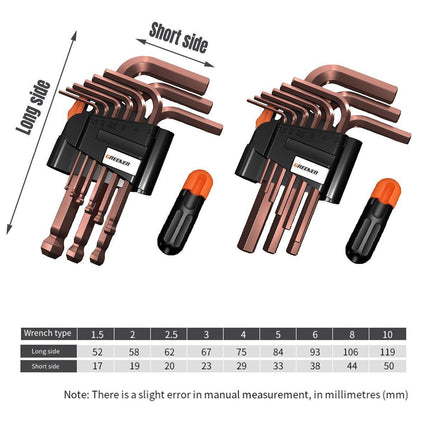 Hexagonal Wrench Set with Plate Handle Multi Size Hex Key Tool Kit for Repair