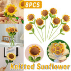 8PCS Handmade Smiley Sunflower Wool Flower Simulation Flowers Gift for Teachers