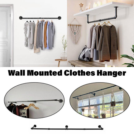 Industrial Pipe Wall Mounted Clothing Rack Display Factory Style Hanger Storage