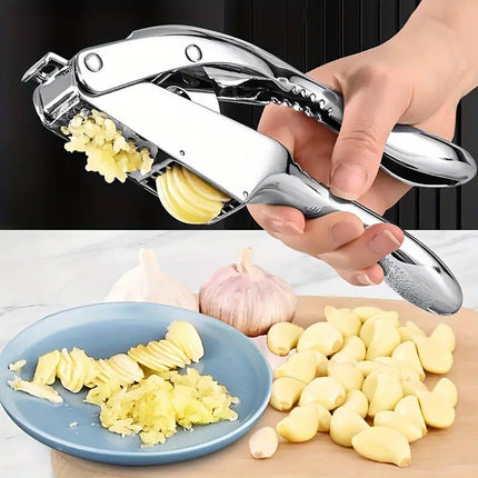 Multifunctional Garlic Press Aluminum Alloy Two-in-One Garlic Cutter Masher Tool
