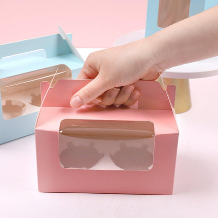 25pcs Portable Cupcake Packaging Box with Transparent Window for Easy Opening