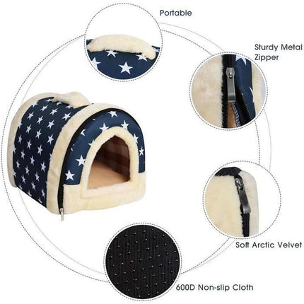 S Size Pet House Kennel Soft Igloo Beds Cave Cat Puppy Bed Warm Cushion Fold - Aimall