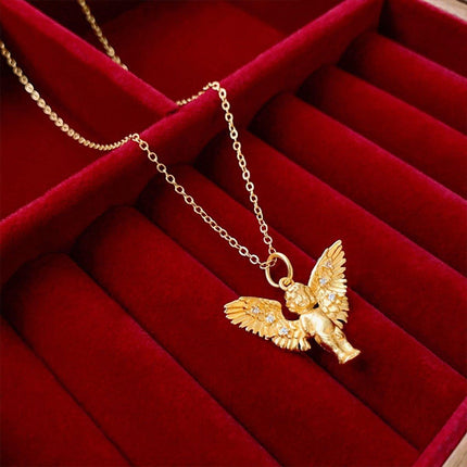 Elegant Zircon Angel Necklace Retro Fashion Clavicle Chain Luxury Jewelry