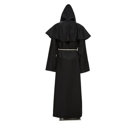 Medieval Friar Hooded Robe Monk Cross Necklace Renaissance Cosplay Costume AU - Aimall