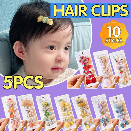 5PCS Girls Bowknot Snap Hair Clips Headband Cute Hair Accessories Set
