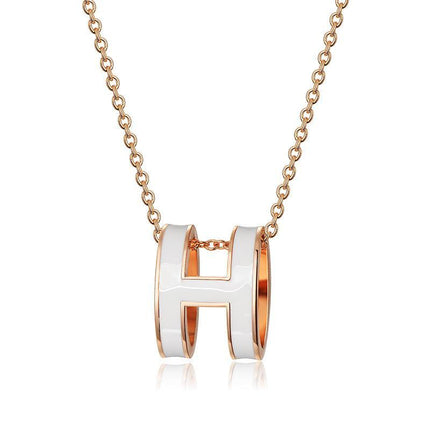 High version clavicle chain H enamel letter POP necklace women's oval rose gold pendant jewelry factory wholesale