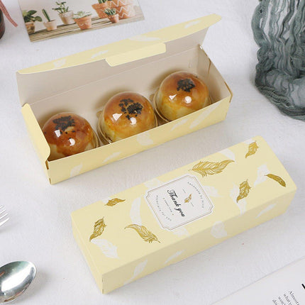 25pcs Long Strip Clamshell Packaging Box 3-Compartment Dessert Storage Box