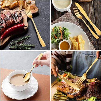 20/40pcs Stainless Steel Cutlery Set Knife Fork Spoon Western Hotel Tableware