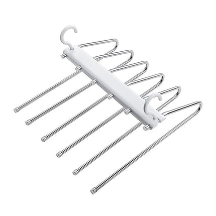Stainless Steel Multi-Layer Pants Rack Folding Telescopic Anti-Slip Clothes Rack
