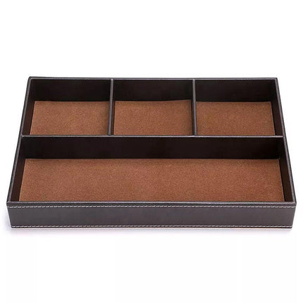 Leather Desktop Organizer Multi-functional Storage Tray Key Jewellery Box