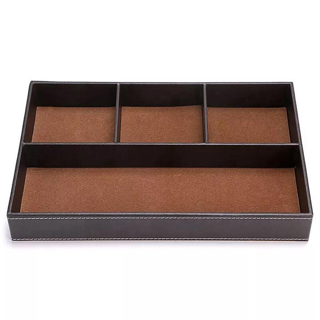 Leather Desktop Organizer Multi-functional Storage Tray Key Jewellery Box