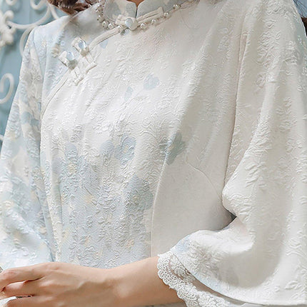 Improved Chinese Style Cheongsam Dress for Women with Inverted Big Sleeves