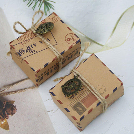 50PCS Vintage Kraft Paper Candy Boxes Wedding Creative Chocolate Packaging Box