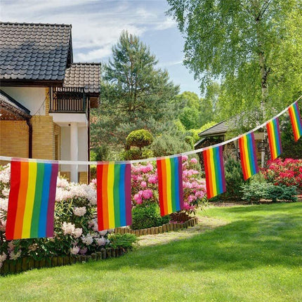 20x 5M Rainbow String Flag Gay Lesbian Pride LGBT Mardi Gras Party Banner Outd - Aimall