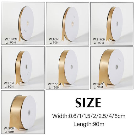5/10PCS Thin Gift Wrapping Gold Ribbon Champagne Fabric Ribbons For Crafts - Aimall