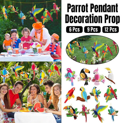 6/9/12pcs Parrot Charm Party Decoration Props Tropical Theme Decor Accessories