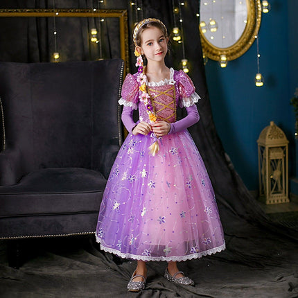 Long Hair Princess Dress Snow White Purple Dress AU - Aimall