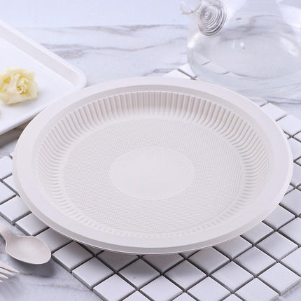 100pcs Corn Starch Degradable Dinner Plates Bone Dish Fruit Plate Simple Party