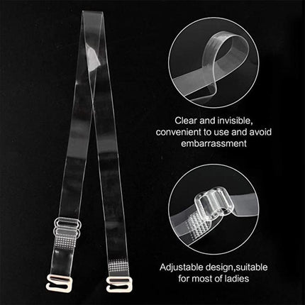 3 PAIRS/ LOT Clear Bra Straps Transparent Metal Buckle Invisible Adjustable - Aimall