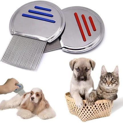 Stainless steel flea comb for effective lice and nit removal in pets