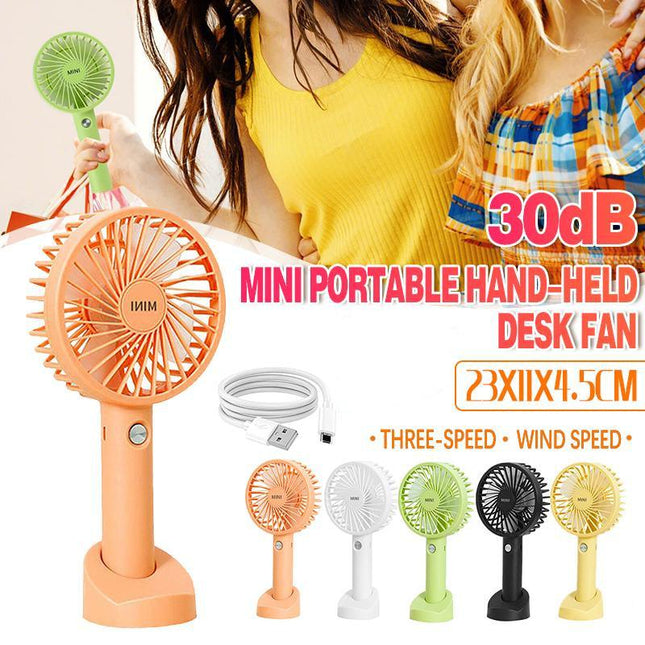 Mini Portable Hand-held Desk Fan Cooling Cooler USB Air Rechargeable 3 Speed - Aimall