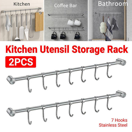 2PCS 304 Stainless Steel Bathroom Towel Hook Wall Mounted Clothes Kitchen Hanger