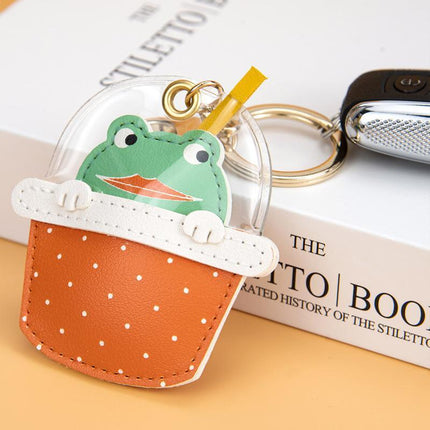 Cartoon Cute Keychain Milk Tea Cup Cute animal Milk Tea Key chain - Aimall