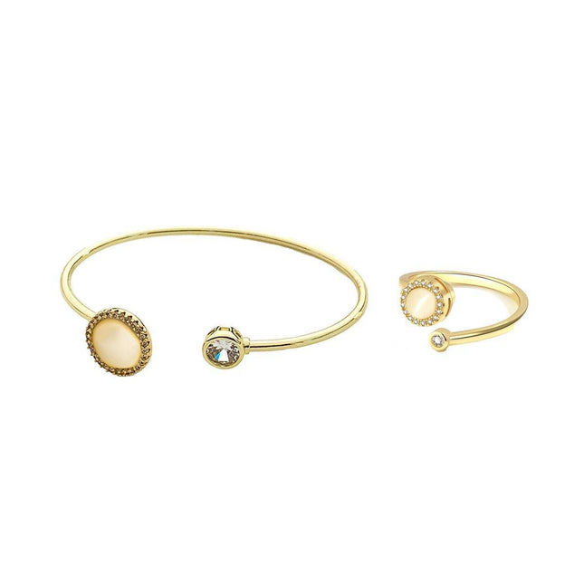 Cat Eye Bracelet Ring Set Fashion Jewellery Women Adjustable Accessories