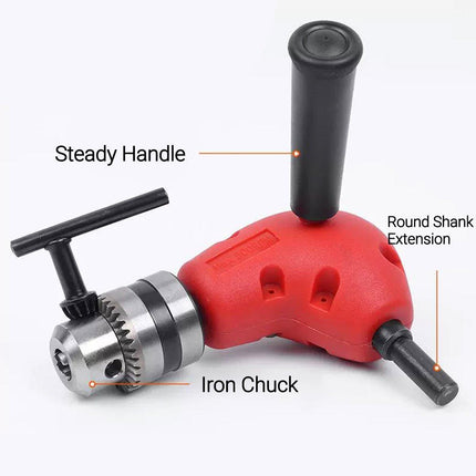 90° Degree Right Angle Drill Attachment 1/4" Drive Adapter with Chuck Key Tools - Aimall
