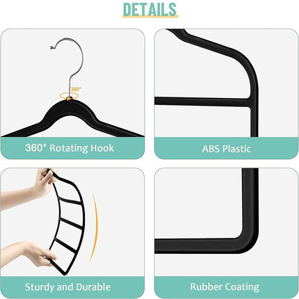 5PCS Multifunctional Non-slip Flocking Rack Multi-layer Hanger Wardrobe Storage