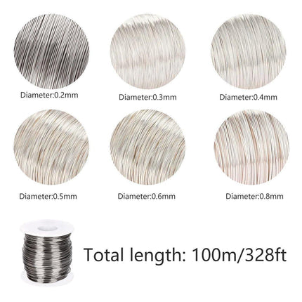 100M 0.2-0.8mm 304 Stainless Steel Single Soft Steel Wire DIY Rustproof Durable