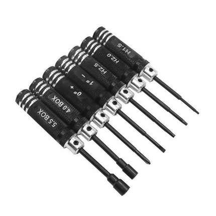 7 Pieces Screwdriver Set RC Tool Steel Kit for RC Model Car Helicopter Black - Aimall