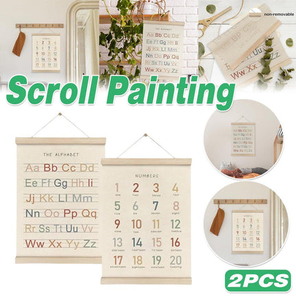 2pcs Preschool Scroll Wall Art Bedroom Decorations Nursery Wall Hanging
