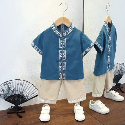 Chinese Style Boys Tang Suit Summer Hanfu Dress Traditional Outfit