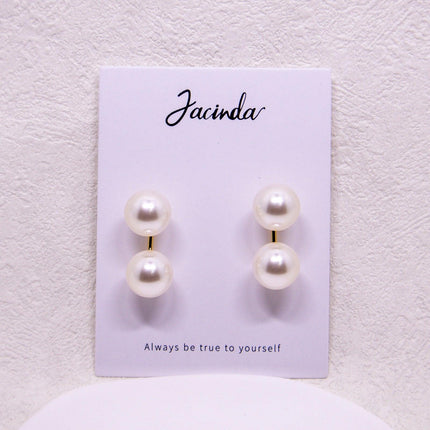 Temperament Double Pearl Stud Earrings Simple Elegant Jewelry for Women Gifts