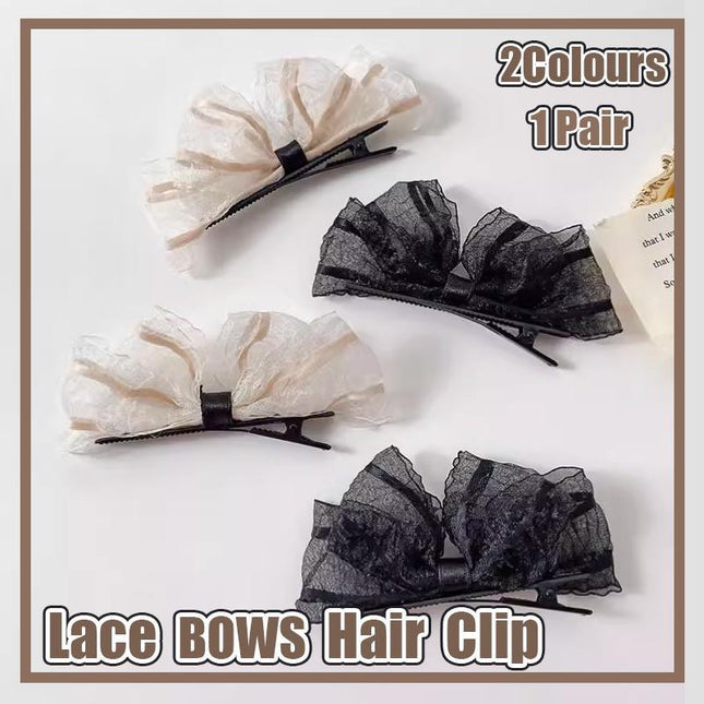 2PCS Women Hair Clip Side Bow Knot Barrettes Hairpin Party Headdress Gifts Lace - Aimall