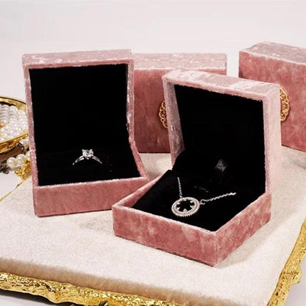 5PCS Pink Vintage Jewelry Velvet Ring Necklance Box Gift Wedding Box