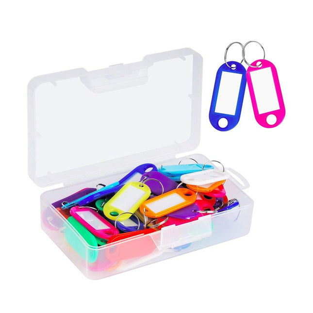50pcs Colourful Boxed Key Tags Luggage ID Marker Labels Organiser Tag Holder