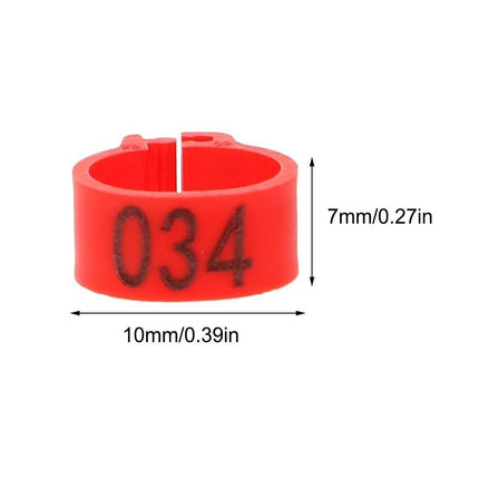 100X 001-100 Digital Numbered Bird Leg Band Rings Clip For Pigeon Parrot Poultry