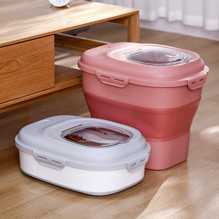 Folding Rice Flour Grain Bucket Moisture Insect Proof Large Storage Pet Dog - Aimall