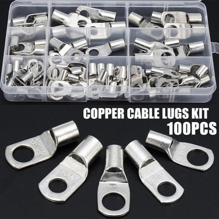 240Pcs 4WD Cable Lug Ring Battery Copper Tube Connector Kits Terminal Crimper - Aimall