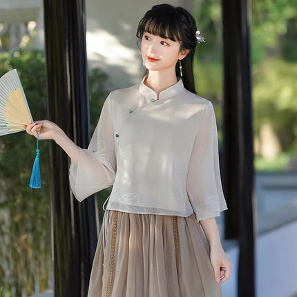 Elegant Cheongsam Women Modern Chic Chinese improved Style Han Fashion Dress - Aimall