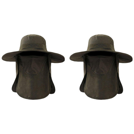 2PCS Outdoor Fisherman Hat Men Women Sun Protection Fishing Cap Bucket Hat