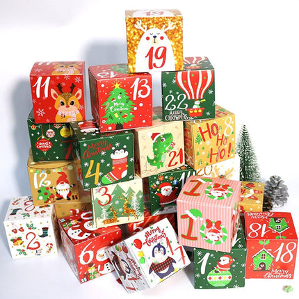 24pcs Christmas Countdown Candy Box Set Holiday Digital Gift Boxes Advent Bags