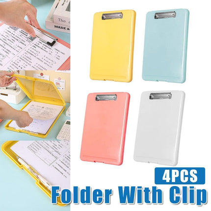 4PCS Waterproof Clipboard Storage Box Case Board Clip File Box Organizer Plastic