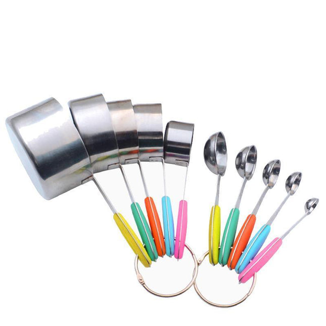 Measuring Spoons Cups 10PCS Stainless Steel Baking Teaspoon Kitchen Gadget Kit - Aimall